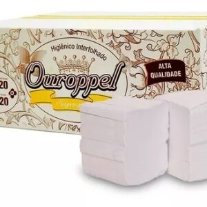 PAPEL HIGIENICO INTERFOLHADO OUROPPEL FOLHA DUPLA C/ 8000 10X20