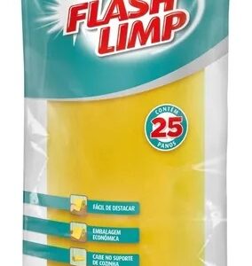 ROLO PANO AMARELO MULTIUSO 25 PC FLASH LIMP