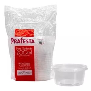 POTE REDONDO PRAFESTA 200 ML PRAFESTA COM TAMPA 24 UN