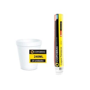 COPO TERMICO COPOBRAS 240ML COM 25 UNIDADES