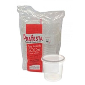 POTE REDONDO PRAFESTA 500 ML PRAFESTA COM TAMPA 24 UN