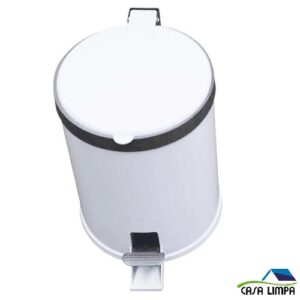 LIXEIRA PLASTICA BRANCA COM ARO PRATA VIEL 12 LTS