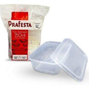 POTE RETENGULAR 150 ML PRAFESTA  COM 24 UNIDADES