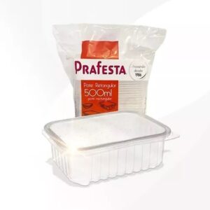 POTE RETANGULAR 500 ML PRAFESTA COM 24 UNIDADES