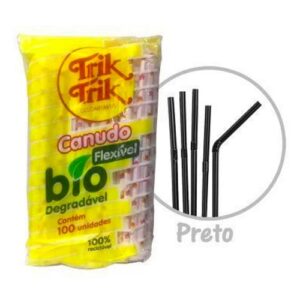 CANUDOS BIODEGRADAVEL TRIK TRIK MILK FLEXIVEL BLACK COM 100 UNIDADES