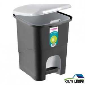 LIXEIRA SANREMO COM PEDAL 6 LTS PRETA RETANGULAR