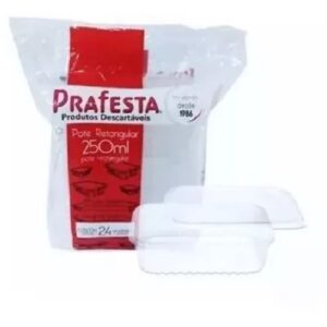POTE RETANGULAR 250 ML PRAFESTA COM 24 UNIDADES