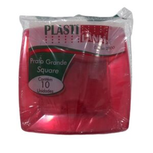 PRATO GRANDE SQUARE VERMELHO C/10  PLASTILANIA