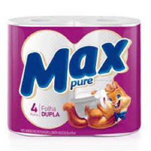 PAPEL HIGIENICO MAX PURE FOLHA DUPLA 4 ROLOS DE 30MTS X 10CM
