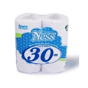 PAPEL HIGIENICO NESS FOLHA SIMPLES 30 MTS X 10 CM COM 4 ROLOS
