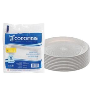 PRATO DESCARTAVEL RASO 15 CM CRISTALCOPO C/10