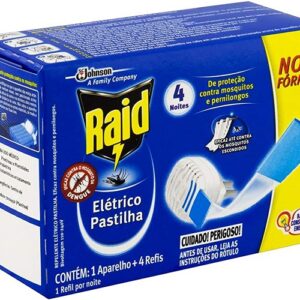 RAID ELÉTRICO PASTILHA ANTI MOSQUITOS (APARELHO+4 PASTILHAS)