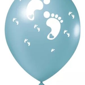 BALÃO REDONDO Nº9 AZUL CLARO/BRANCO C/ 25 HAPPY & JOY