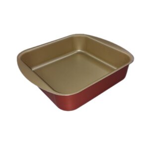 ASSADEIRA QUADRADA ANTIADERENTE  Nº02 DOURADO/VERMELHA