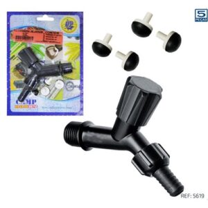 KIT TORNEIRA DE JARDIM 1/2 C/ 1 TORNEIRA PRETA 4 VEDANTES  2 -1/2″ E 2 3/4″