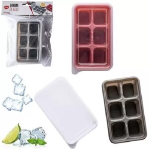 FORMA DE GELO COM 6 CAVIDADES RETANGULAR FUNDO SILICONE