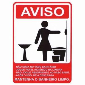 PLACAS DE SINALIZAÇÃO – AVISO MANTENHA O BANHEIRO LIMPO FEMININO TAMANHO 15X21