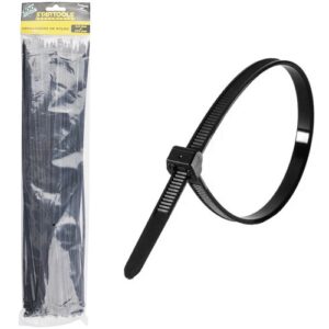 ABRAÇADEIRA DE NYLON 3,6MM X 370 MM PRETA 100 UNIDADES