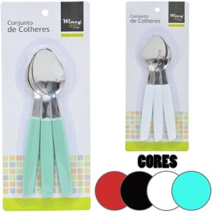 COLHERES DE MESA KIT 3 PEÇAS CABO VERMELHO WINCY CASA