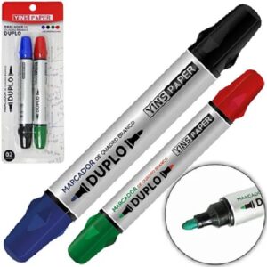 MARCADOR DE QUADRO BRANCO DUPLO 2 UNIDADES 4 CORES YIN’S PAPER