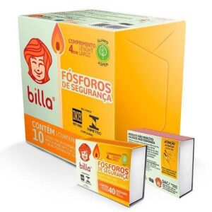 FÓSFOROS DE SEGURANÇA BILLA 4CM 10 CAIXAS COM 40 FÓSFOROS DE SEGURANÇA