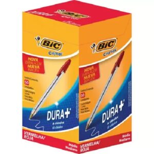 CANETA BIC CRISTAL VERMELHA CAIXA COM 50 UNIDADES