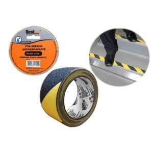 FITA ADESIVA ANTIDERRAPANDE 50MM X 5M ZEBRADA (PRETO E AMARELO)